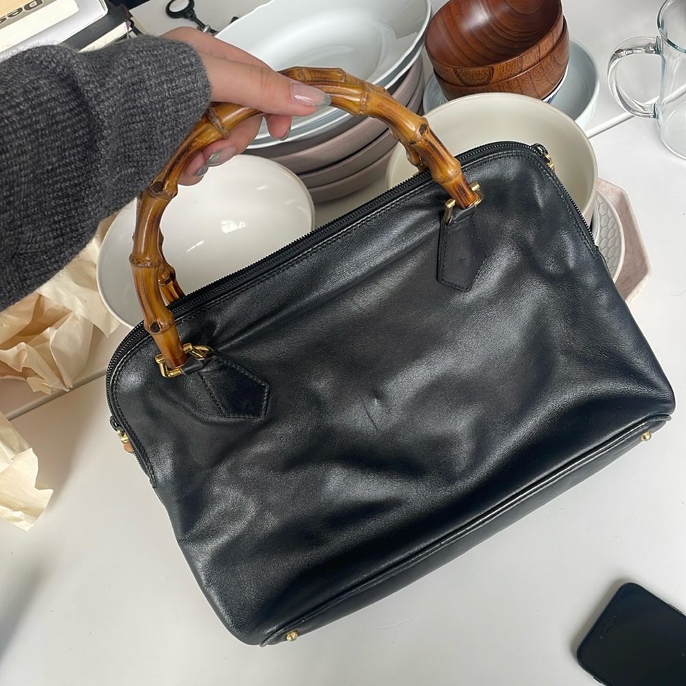 authentic vintage Gucci purse with classic bamboo handle